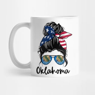 Oklahoma girl Messy bun , American Girl , Oklahoma Flag Mug